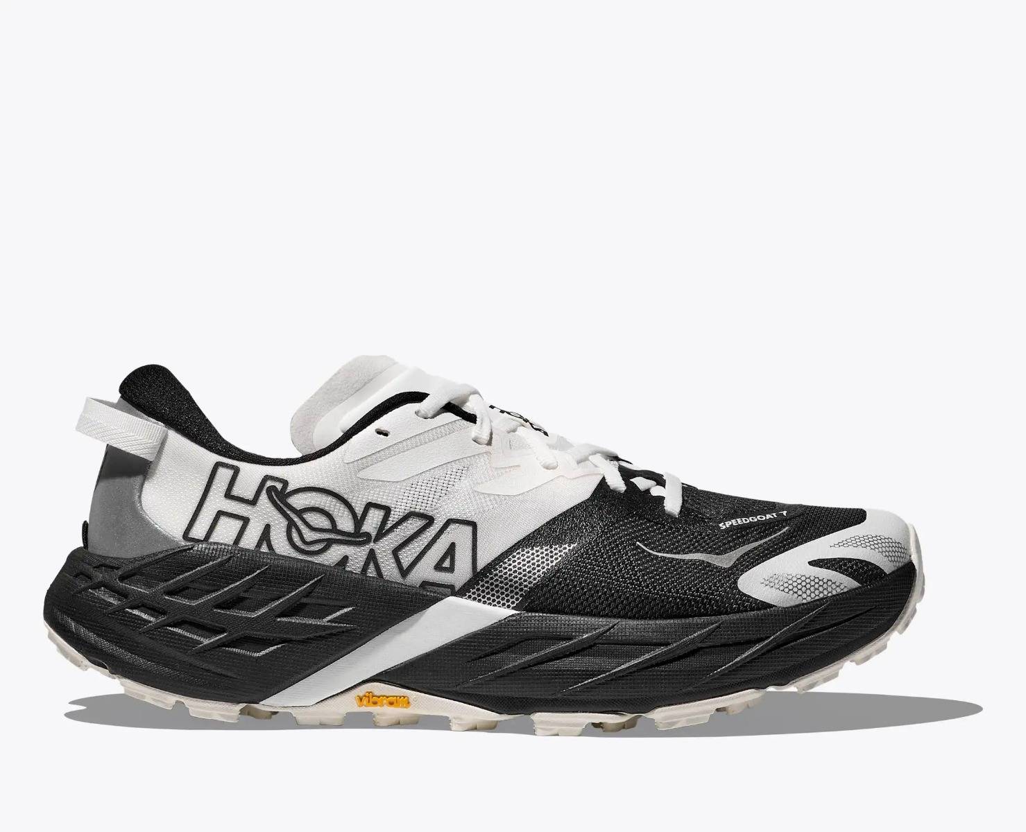 Pantofi Alergare Trail Dama Hoka Speedgoat 7 Black White | StoneFeet
