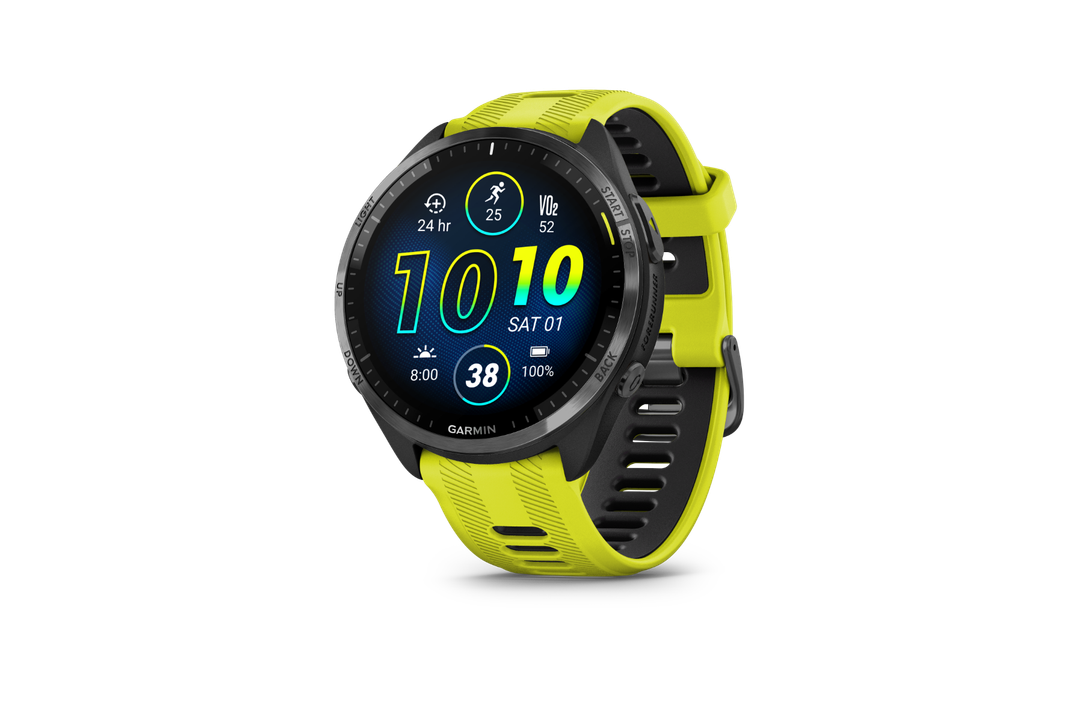 Ceas Garmin Forerunner 965 Gri Carbon Curea Galben Negru | StoneFeet
